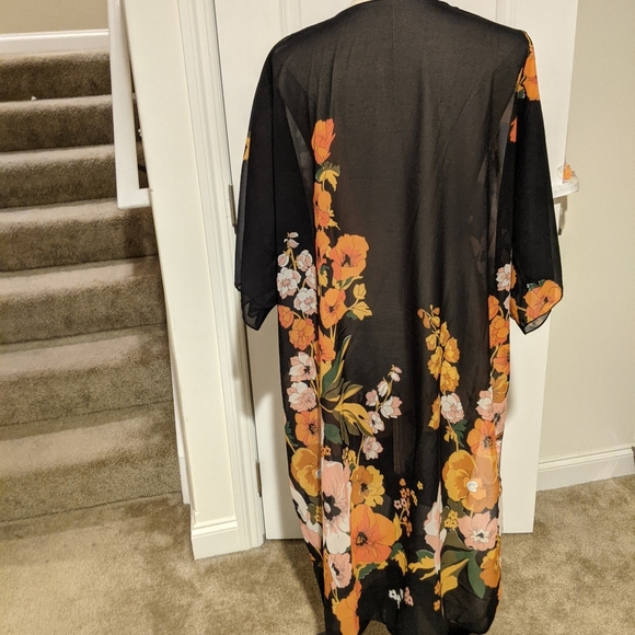 NWT Hibluco Women's Printed Kimono Cover Up Cardigan Sheer Swimsuit Cover Up XL - Picture 5 of 7
